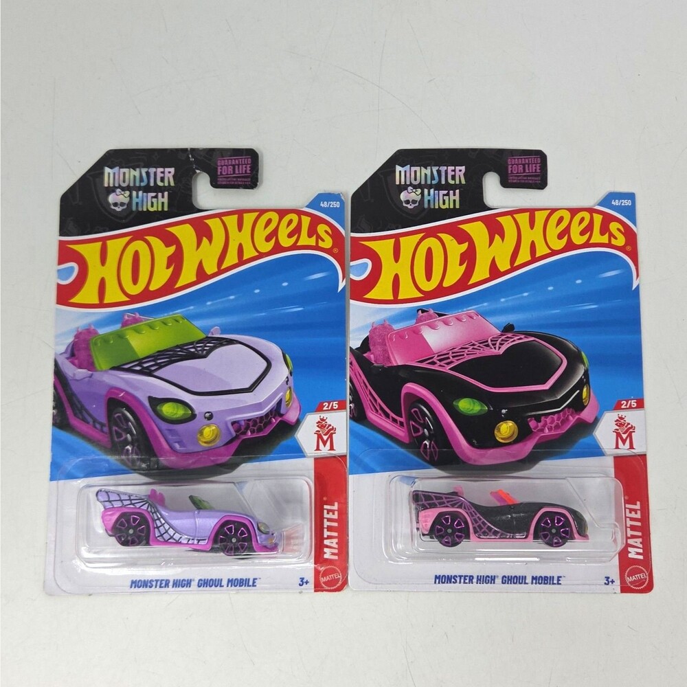 Hot Wheels Monster High Lot 2 Ghoul Mobile 1:64 Pink/Purple Diecast Car Unopened